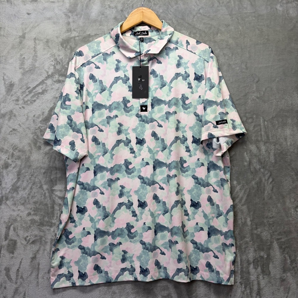 Bad Birdie Golf Polo Shirt Mens XXL Camo Short Sleeve Button Up Performance